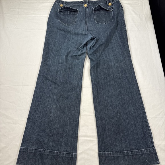 Talbots Wide Leg Jeans Womens 16 Blue Medium Wash Denim Trouser Stretch Casual - Picture 7 of 9